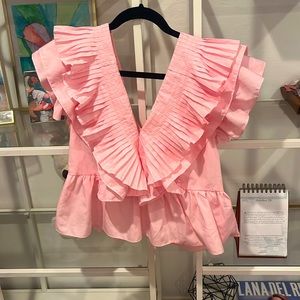 ruffle pink blouse